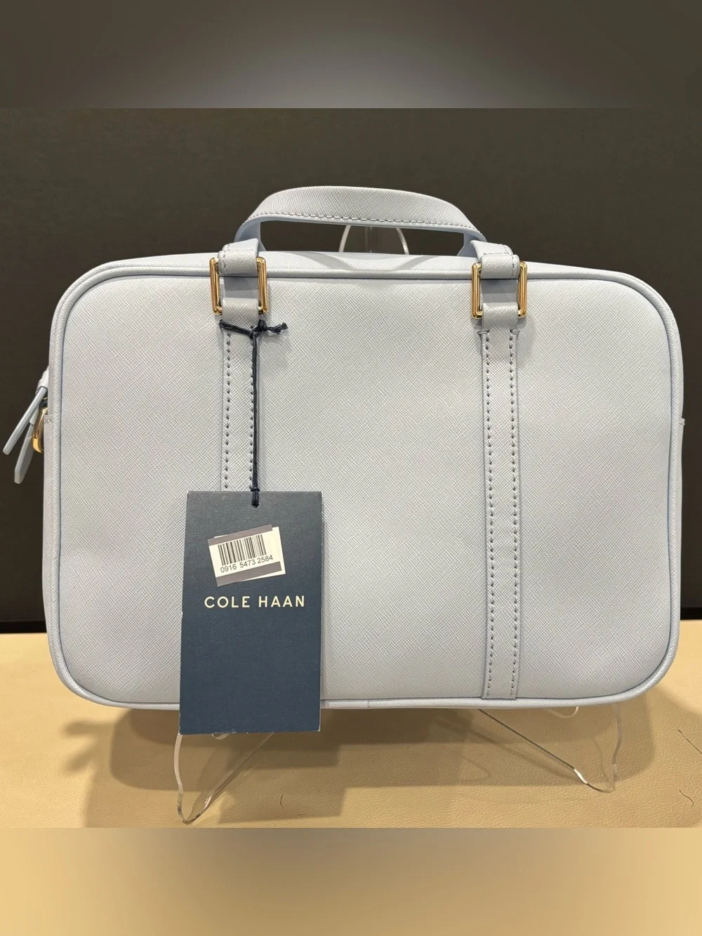 Cole Haan Handbag Blue Top Handle Leather Satchel Crossbody Wedding Bride Travel